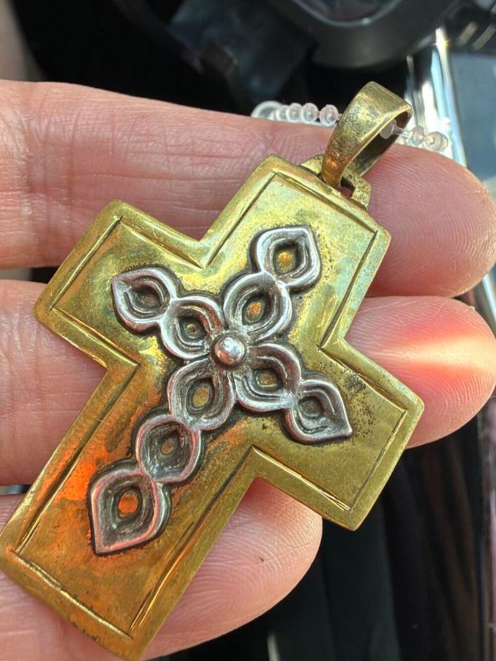 Sterling Silver & Brass Cross Pendant